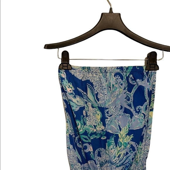 Lilly Pulitzer Pim Blue Current Sea Sirens Engineered Jum Strapless Jumpsuit - Picture 5 of 8